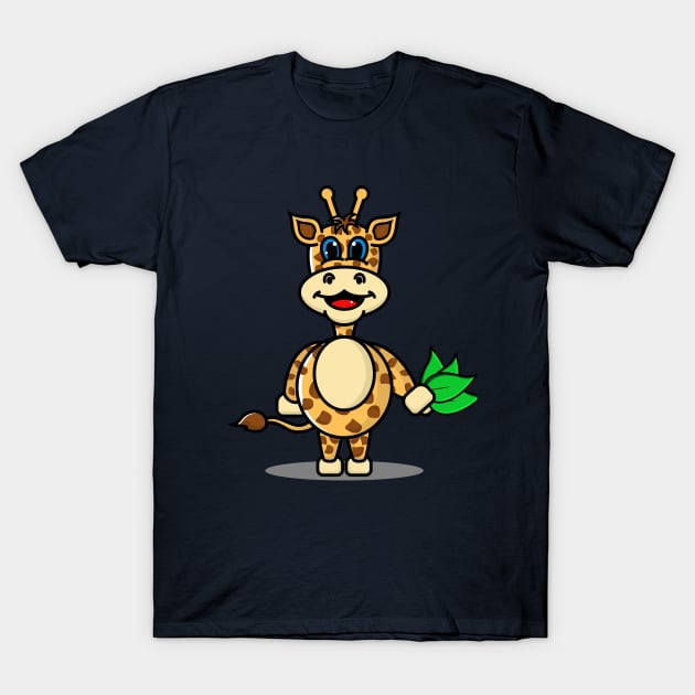 cute giraffe design brings grass T-Shirt by Zephin's